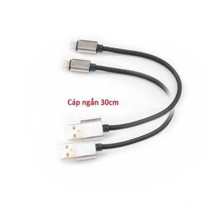 Sale Cáp sạc dây DÙ NGẮN 30cm JH cổng Lightning iPhone - Cổng chân MIcro