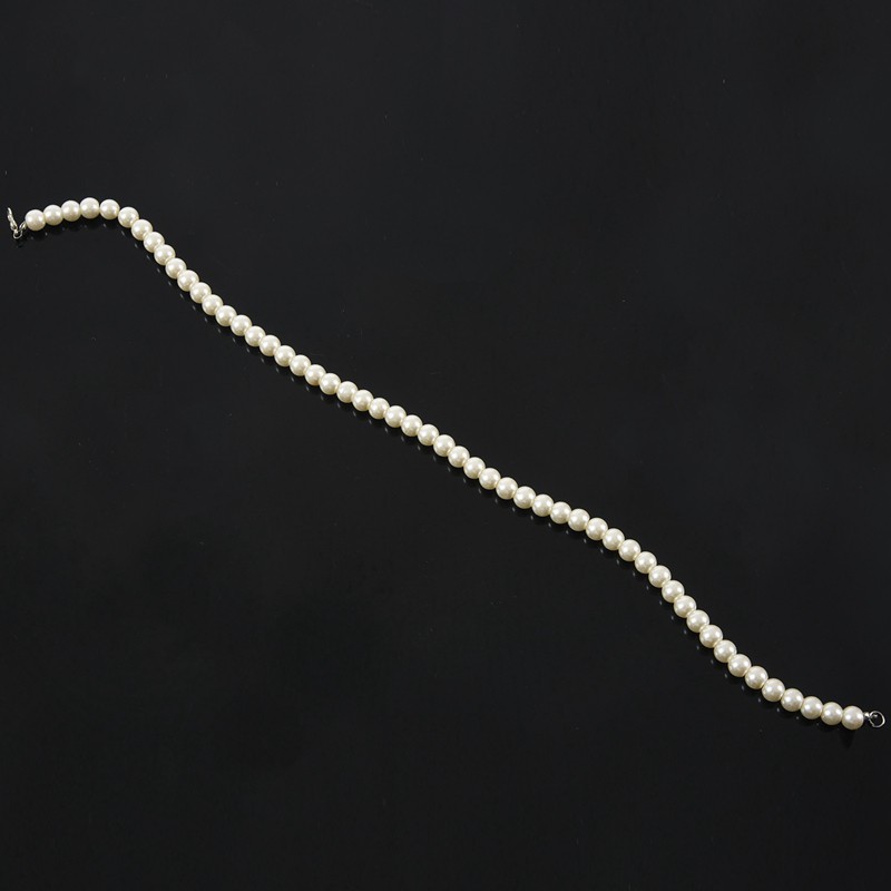 Plastic Screw Clasp White Single Strand Faux Pearl Necklace