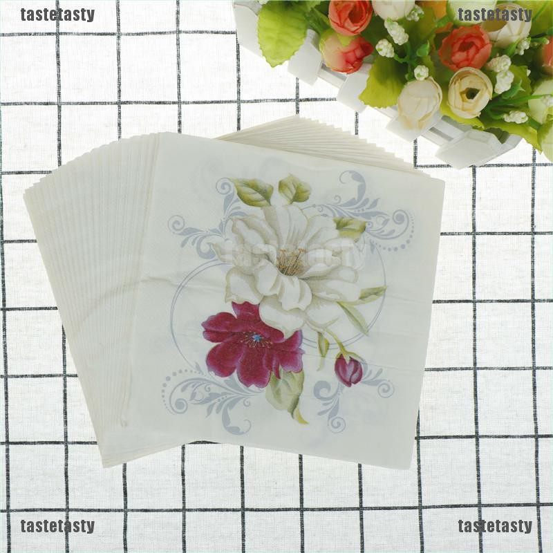 Set 20 khăn giấy in hình hoa lily xinh xắn trang trí tiệc gia đình