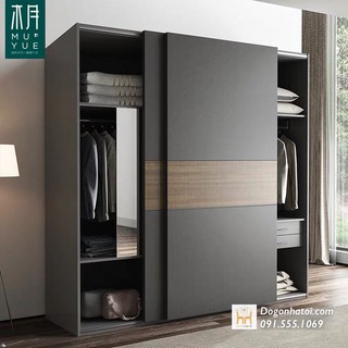 Tủ Áo Cánh Trượt Sang Trọng Màu Chì - TA403- ĐỒ GỖ NHÀ TÔI