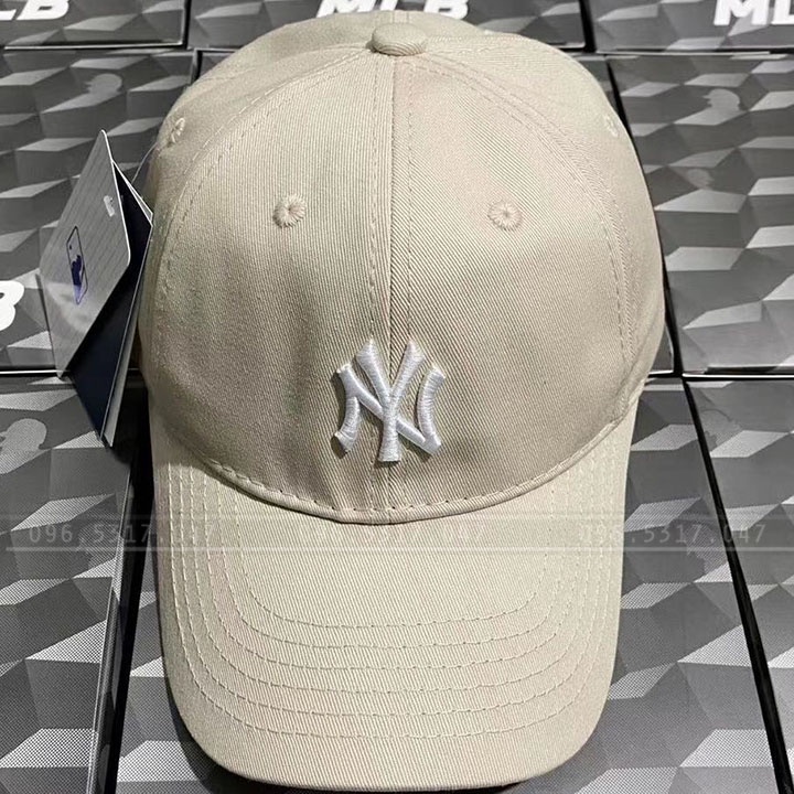 Mũ Nón Lưỡi Trai NY MLB Màu Be Hàng Xuất, Chất Vải Poly Cotton Thắm Hút Mồ Hôi, Khóa MLB -Nón Kết Bóng Chày Màu Kem