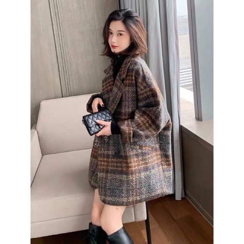 Áo blazer dạ kẻ