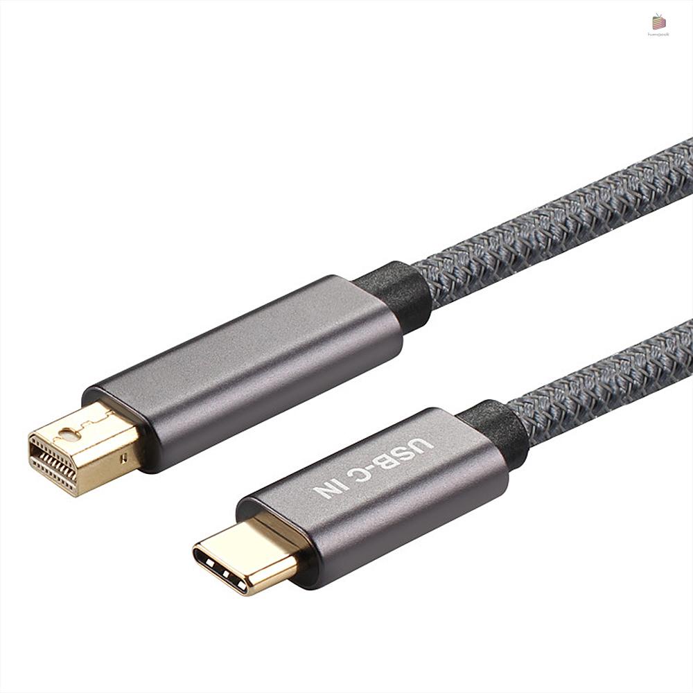 Cáp chuyển đổi từ cổng Type-C đực sang đầu cái DP đực 4K @60Hz USB-C sang đầu ra mini DP hỗ trợ âm thanh đồng bộ dữ liệu màu xám 2m
