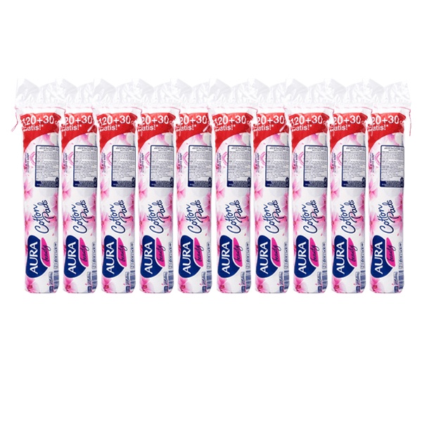 Combo 10 bông tẩy trang Aura 150 miếng