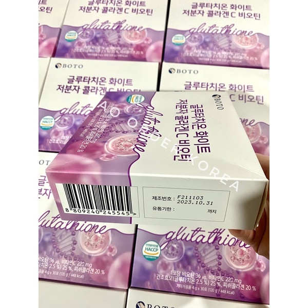 BỘT TRUYỀN TRẮNG boto glutathione white collagen C Biotin 30 gói