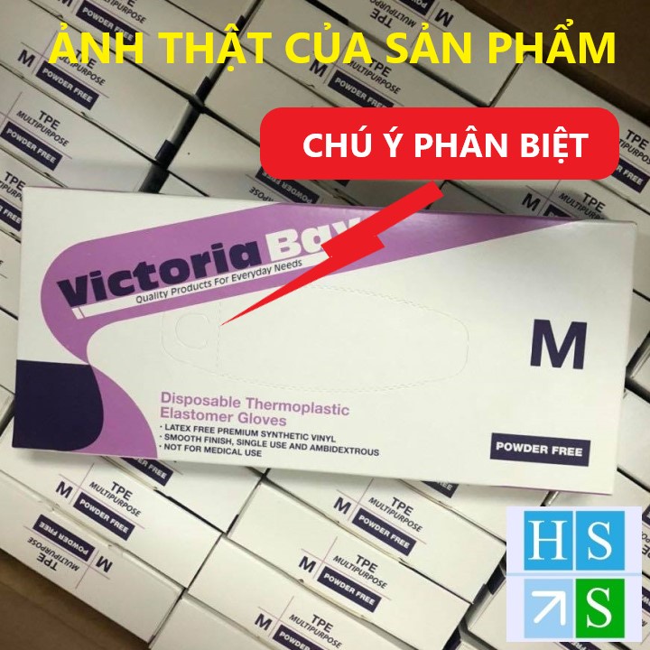 Hộp 100 Găng tay cao su VictoriaBay làm bếp vệ sinh siêu dai chất liệu TPE không mùi (Đủ SIZE : L-M-S) - HS Shop Thủ Đức