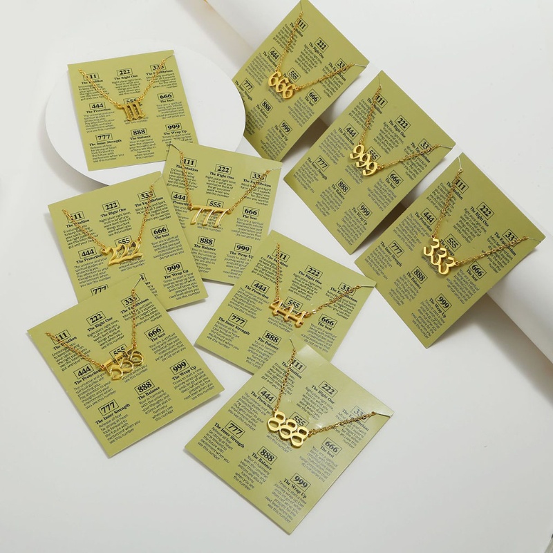 Vòng cổ bằng thép không gỉ mặt dây hình số may mắn 111 222 333 444 555 666 777 888 999 thời trang
