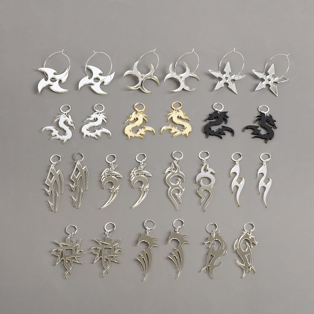 UPSTOP 1 Pair Women Men Totem Flame Dragon Pattern Acrylic Earrings/Multicolor