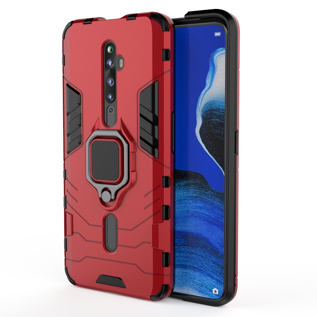 Ốp lưng Oppo Reno 2F/ Reno2 F chống sốc Iron Man gắn giá đỡ iring hỗ trợ xem video, chống va đập mạnh