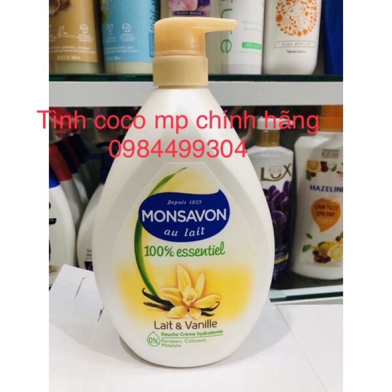 Sữa Tắm Dưỡng Thể Monsavon ,Chiết Xuất Sữa và Hoa Vani 1L,sữa tắm dưỡng ẩm mịn da, giữ mùi thơm lâu