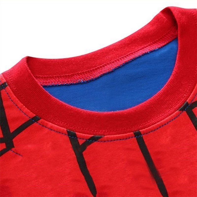 SUGE Bộ Đồ Ngủ Ngắn Tay Họa Tiết Marvel Iron Batman Captain America Người Nhện Cho Bé