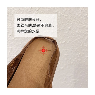Mango Mũi Vuông Ren-Up Ngón Chân Nửa Dép Sinh Viên Flat Slip-On Giày Trắng Giày Vải