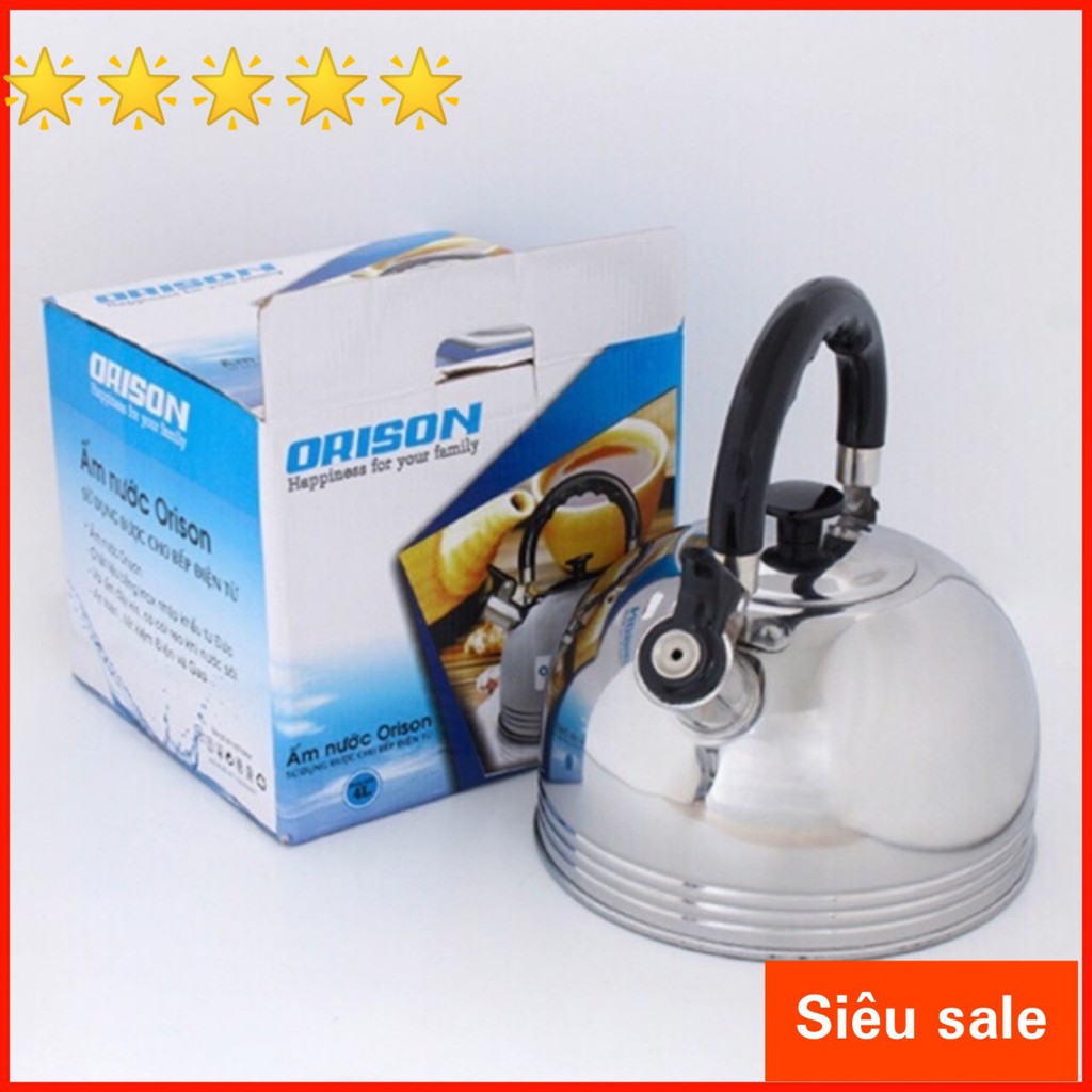 Ấm siêu tốc 3.5 L- ấm reo đun nước orison inox cao cấp- ấm đun nước inox  ( nấu được bếp từ)