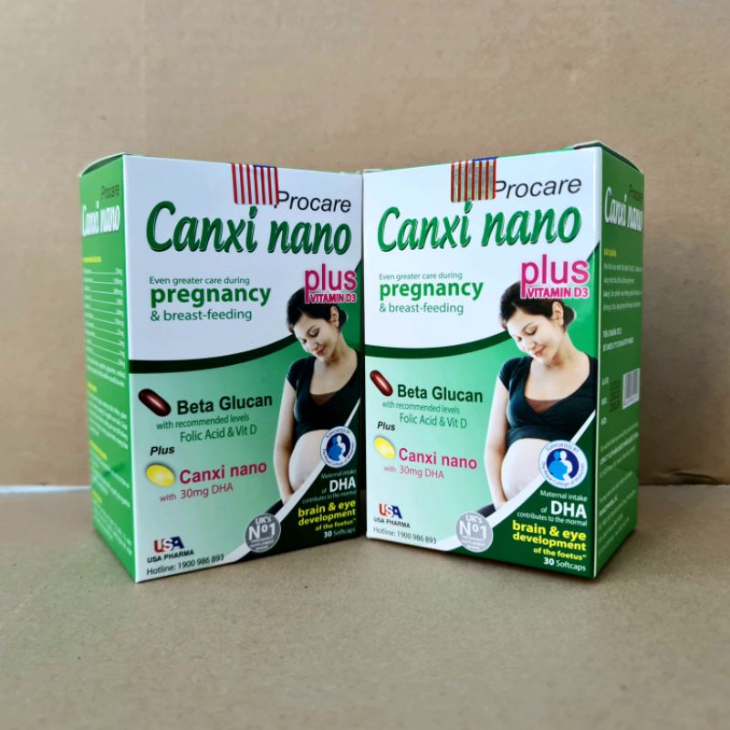 Procare Canxi nano pregnancy giúp bổ sung canxi cho phụ nữ chuẩn bị mang thai, có thai và cho con bú - Hộp 30 viên