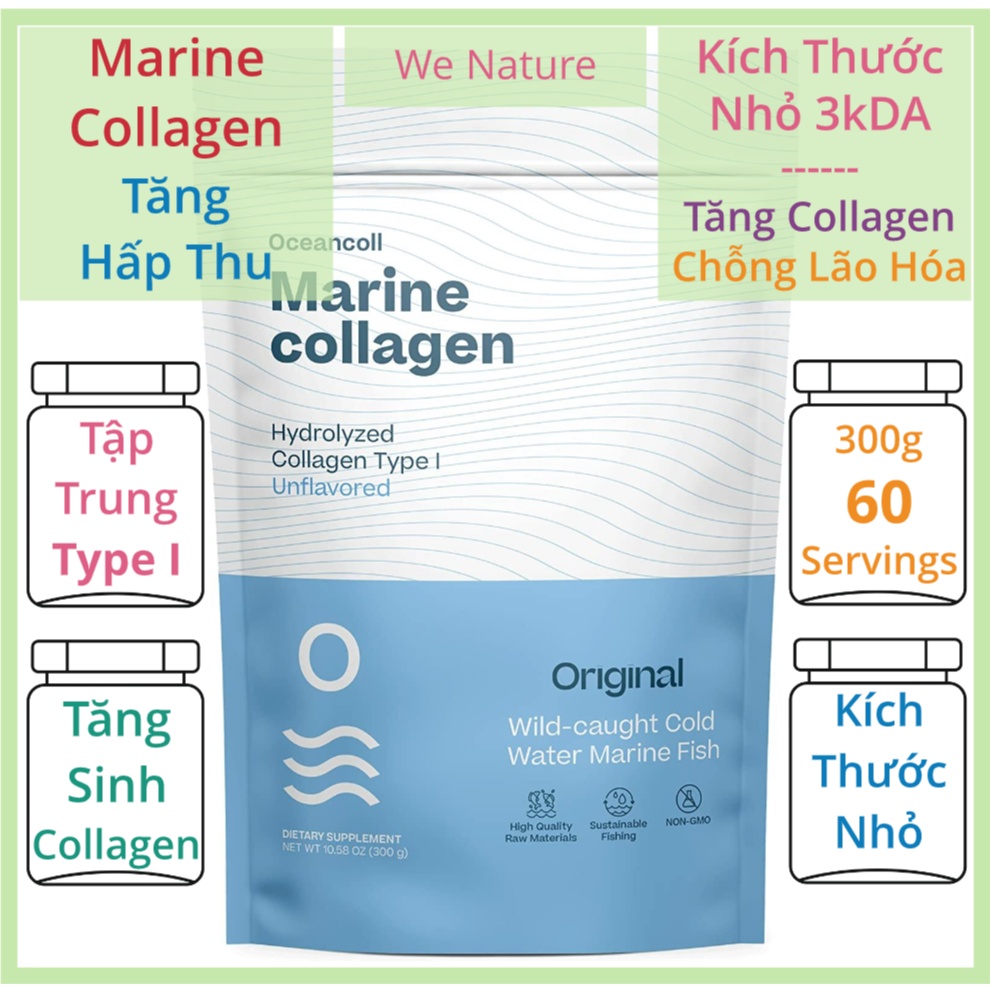 Marine Collagen - 60 Lần Dùng - Bột Marine Collagen - Bột Collagen - Căng Mọng Da - CodeAge - OceanColl
