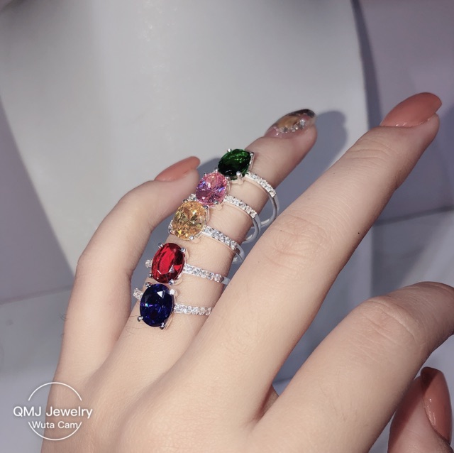 Nhẫn bạc QMJ Sang chảnh, bạc 925 cao cấp, mặt đá oval sáng, thiết kế sang trọng đơn giản, nhẫn nữ thời trang đẹp
