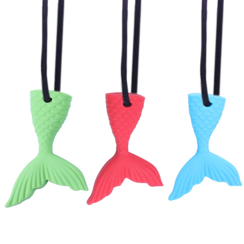 Vòng Cổ Lục Lạc Hình Đuôi Cá Bằng Silicone Có Thể Nhai Được Cho Bé Sơ Sinh