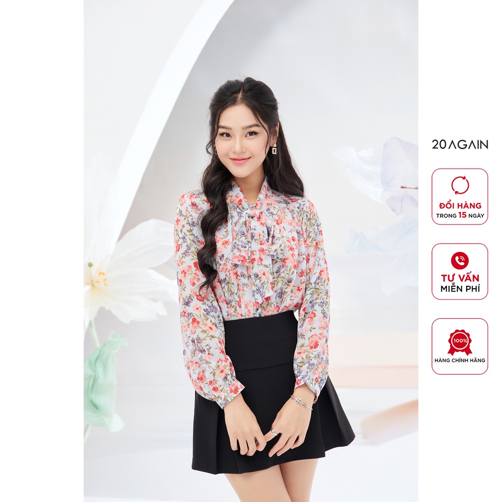 Áo sơ mi dài tay 20Again, thiết kế cổ buộc nơ độc đáo, sành điệu ASA2454