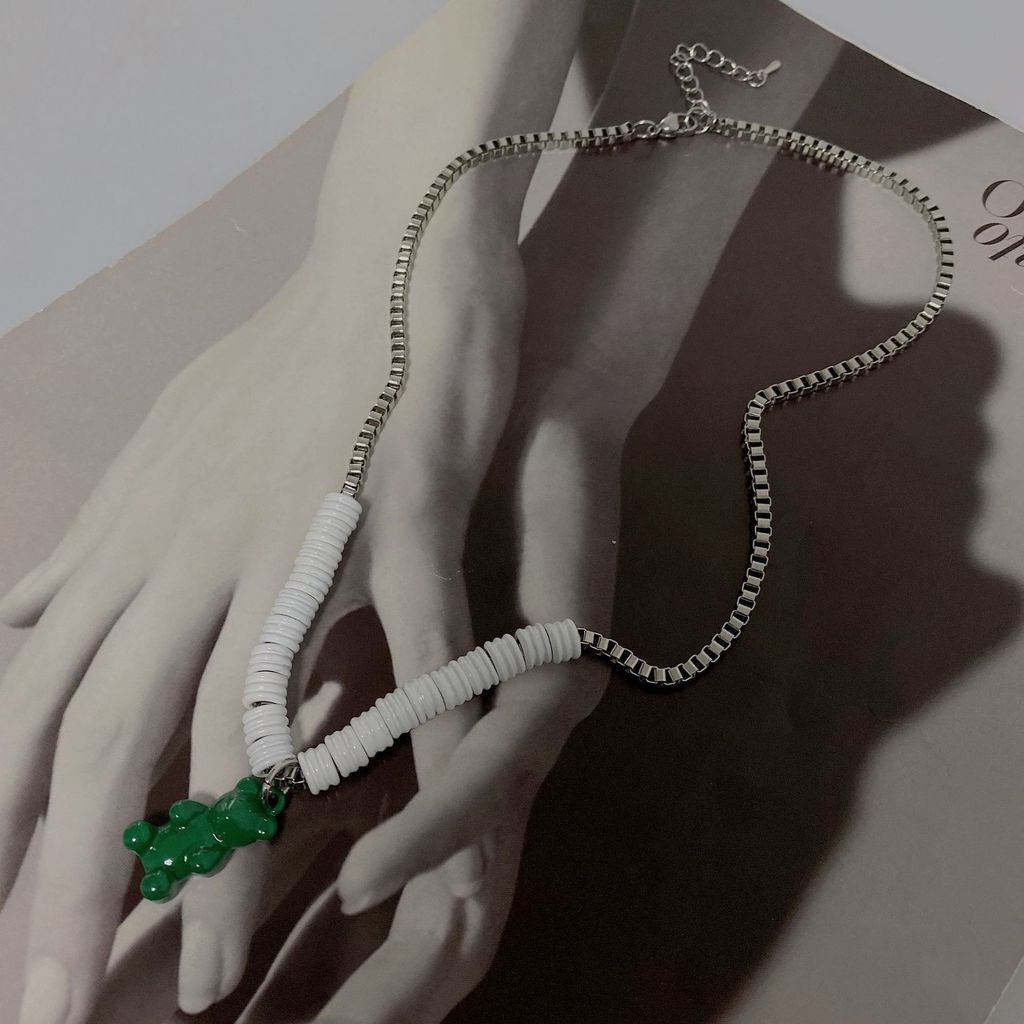 Vòng cổ Hình Gấu Xanh Phong Cách hip hop Thời Trang