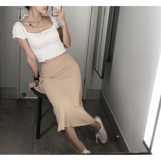 chân váy dài lụa mango