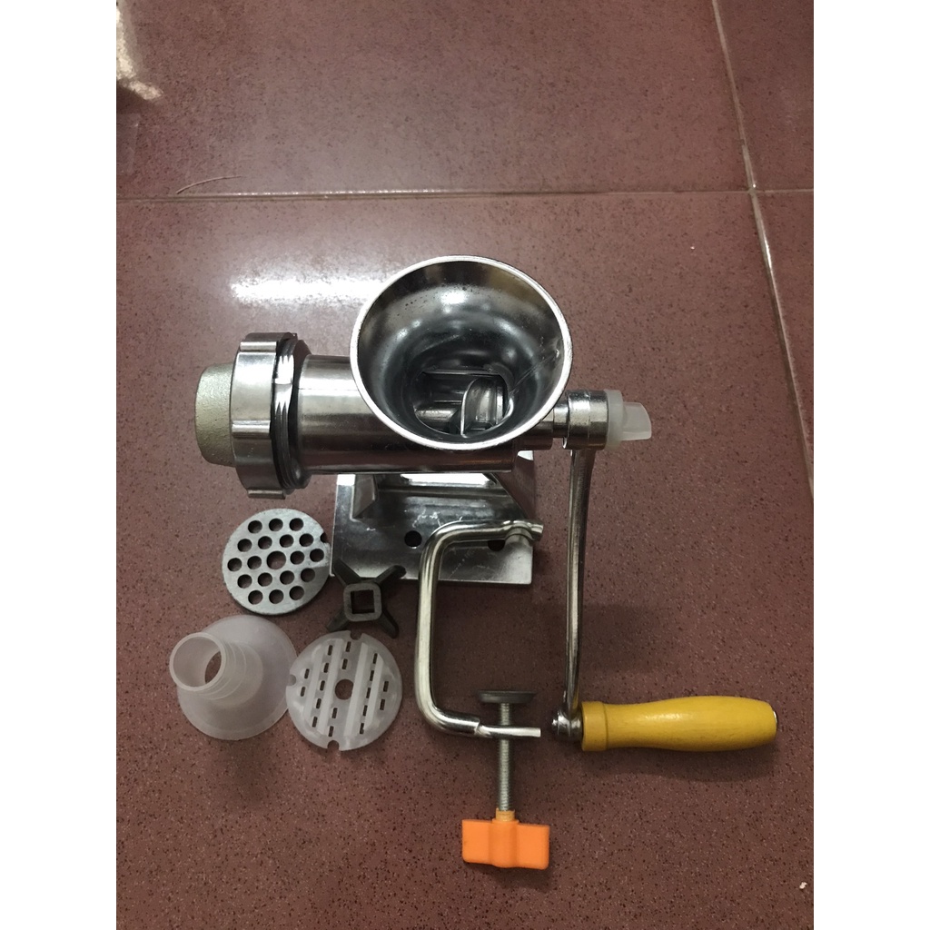 Máy xay quả, hoa quả, ớt, gia vị hành tỏi và kèm ống nhồi để nhồi xúc xích lạp xưởng