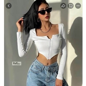 áo tay dài dây kéo giữa nhọn tà likx