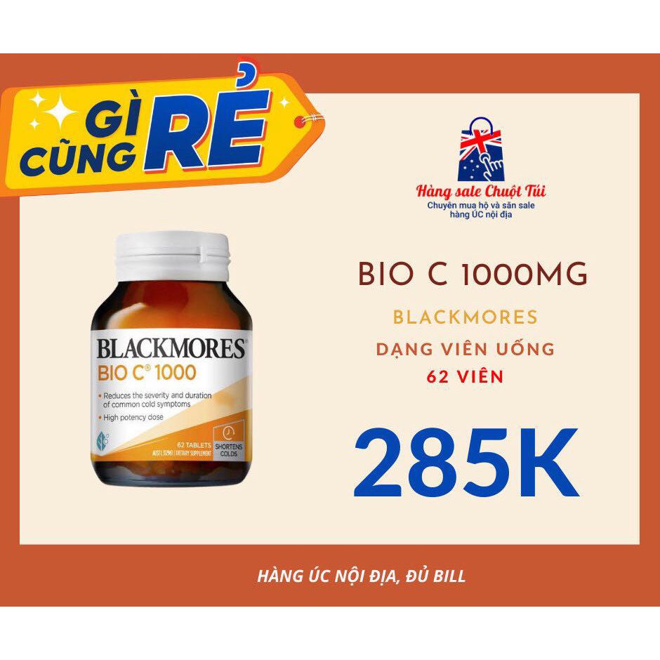 [Hàng Úc, đủ bill] Viên uống Blackmores Vitamin C Bio C 1000mg 62 viên