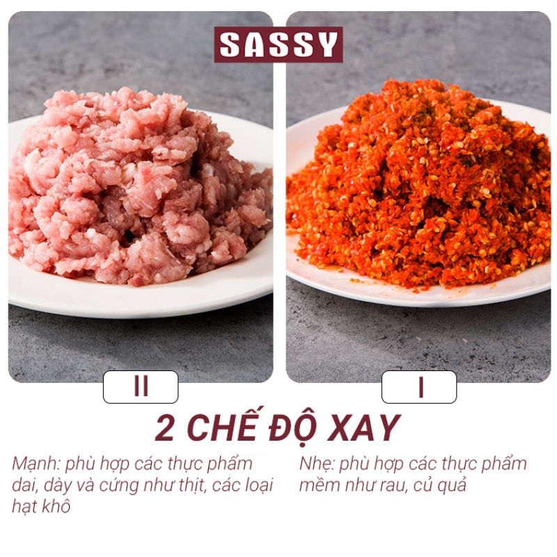 Máy xay thịt, máy xay đa năng 4 lưỡi dao Sassy HR-618