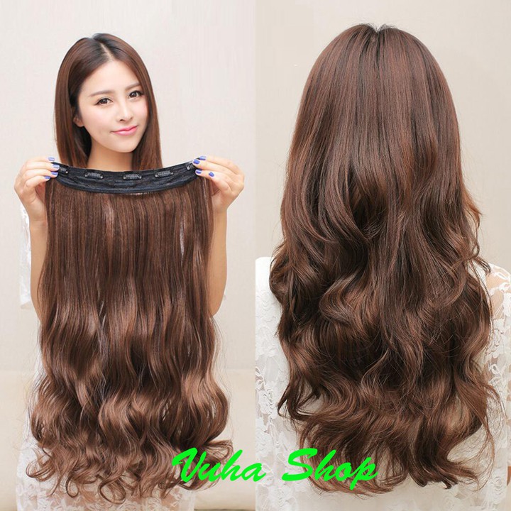 TÓC GIẢ KẸP XOĂN 5 PHÍM (40 CM) Màu Nâu Vàng