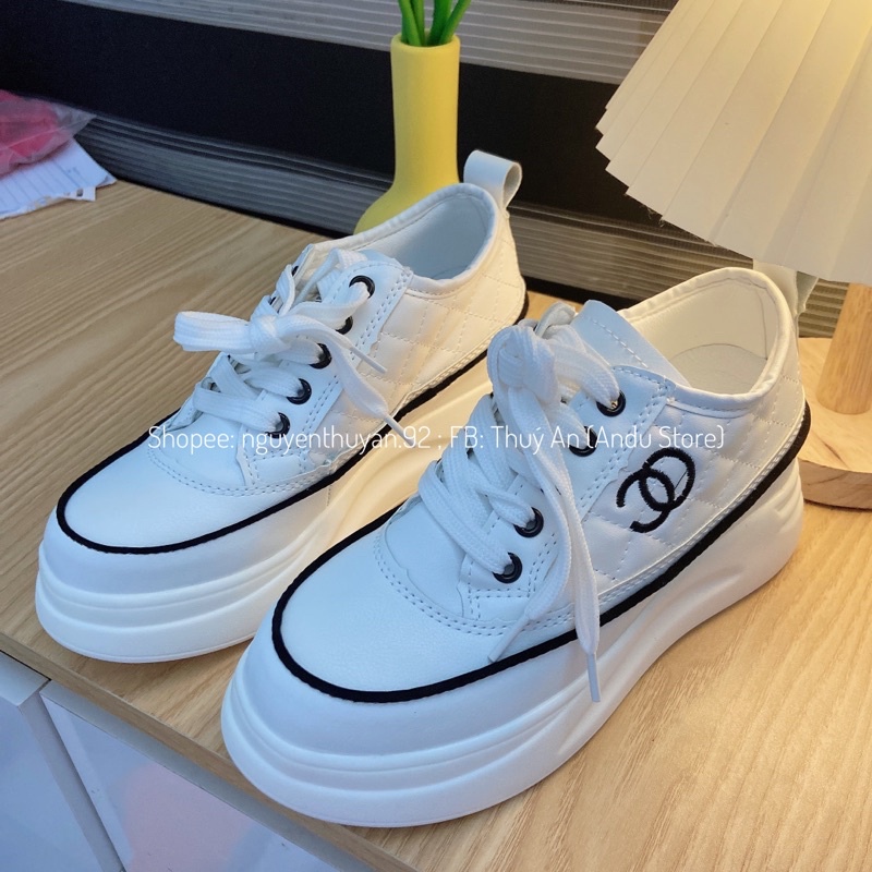 Giày thể thao độn đế nữ 6cm⚡️ANDU STORE⚡️ chất da mềm êm