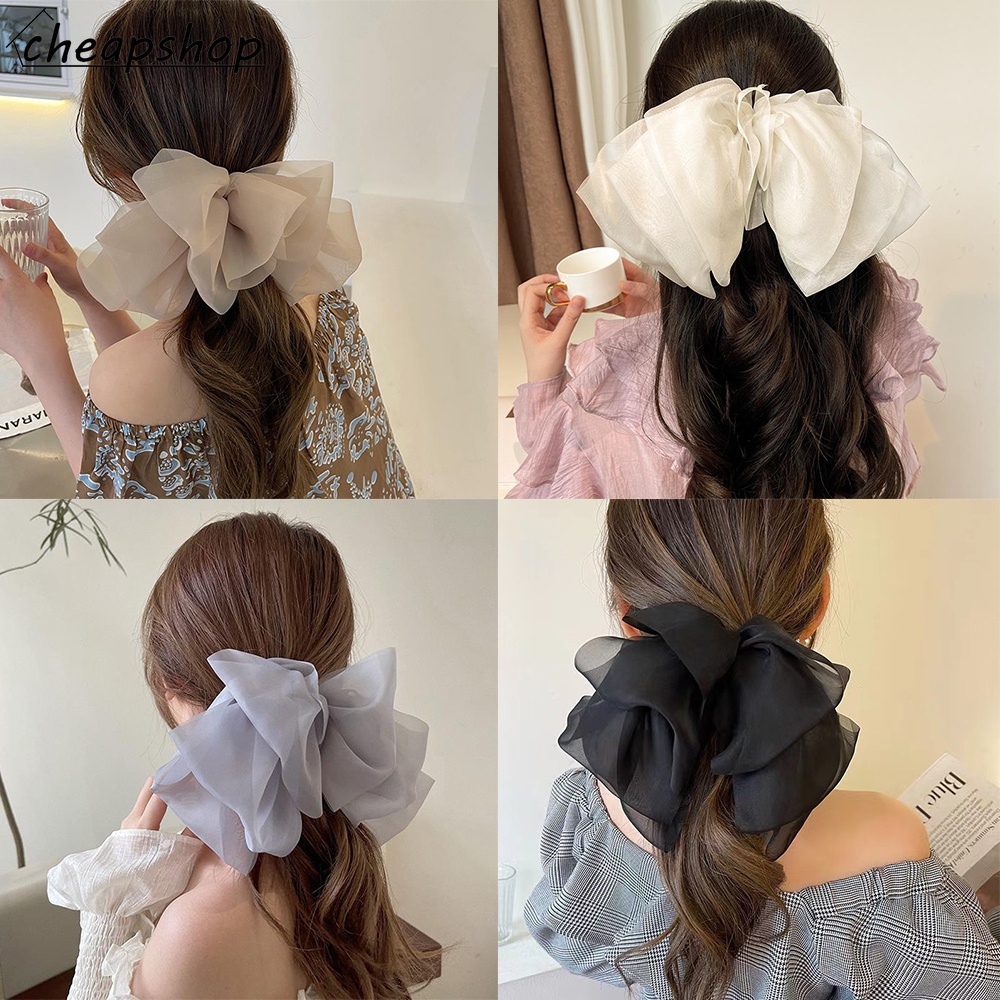 iF YOU Kẹp Tóc Hình Nơ Vải Voan Phong Cách Vintage Thanh Lịch Cho Nữ