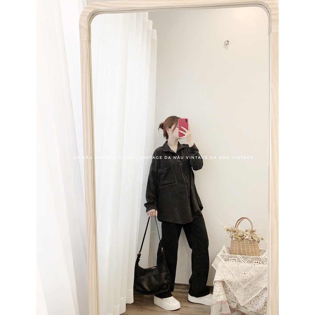 áo sơmi form rộng hot trend 2 màu đen, trắng (ảnh thật/hàng sẵn) | BigBuy360 - bigbuy360.vn