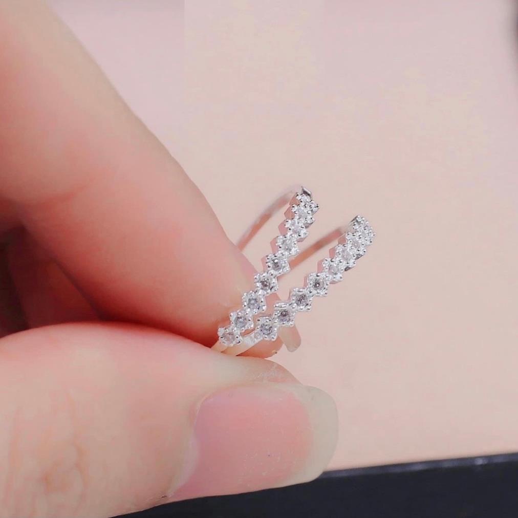 Nhẫn nữ, nhẫn bạc ta cho nữ, đính các viên đá lấp lánh , hàng sáng bóng_ Bạc Kim Hưng