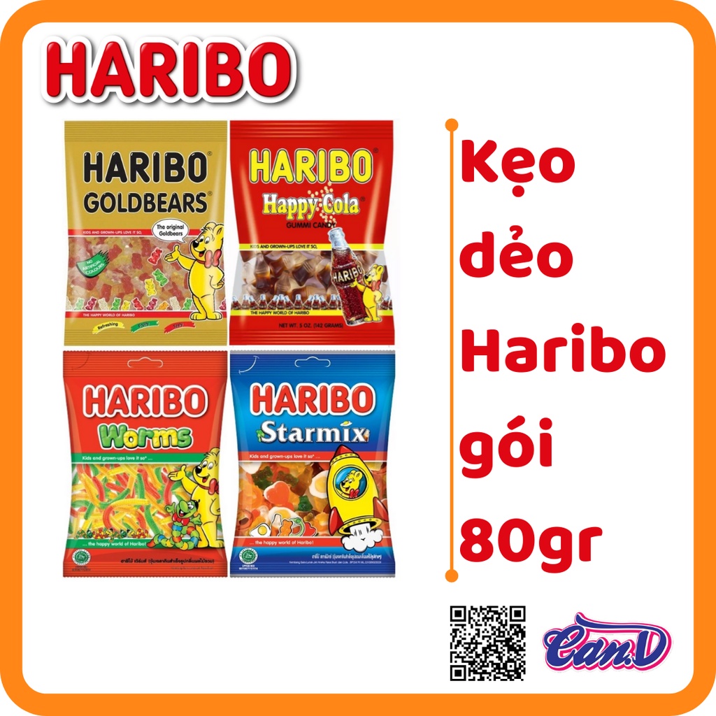 (Nhiều loại) Kẹo dẻo Haribo gói 80gr