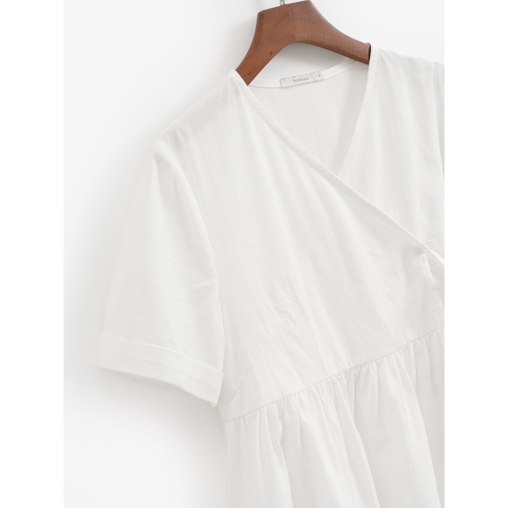 Áo babydoll trắng ngắn tay dáng kimono MADELEN