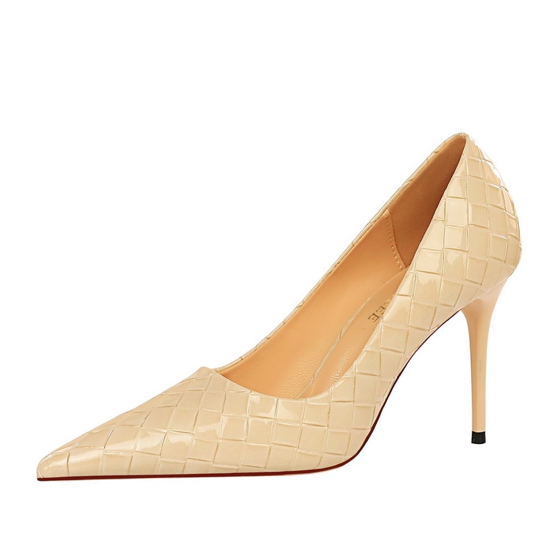 Giày cao gót 9.5cm BIGTREE 1932-1 da bóng mũi nhọn miệng nông thời trang cho nữ