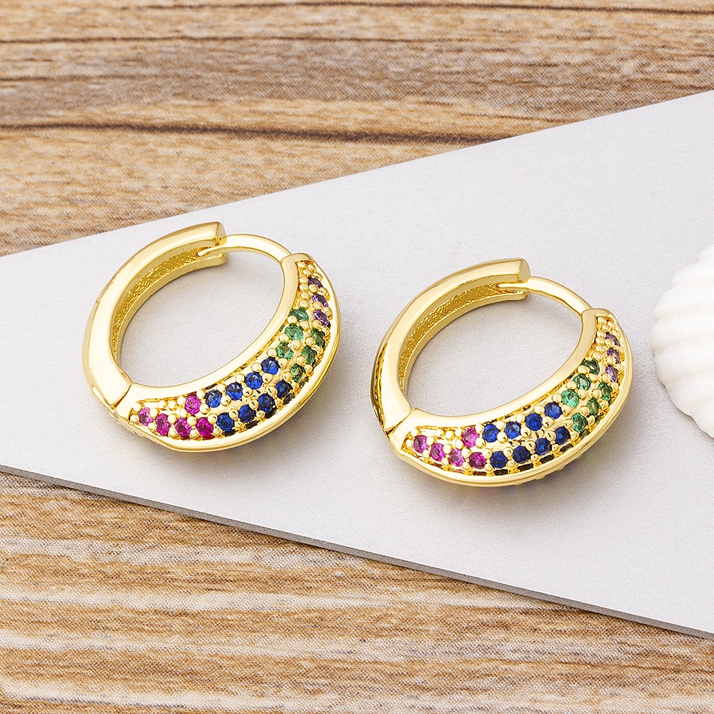 Khuyên Tai Tròn Đính Đá Zircon Nhiều Màu / Trắng Mới Cho Nữ