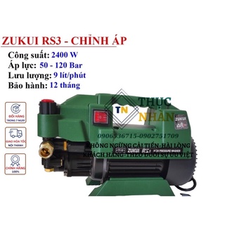 Máy xịt rửa xe có nút chỉnh áp Zukui RS3 2400W tặng kèm bình tạo bọt