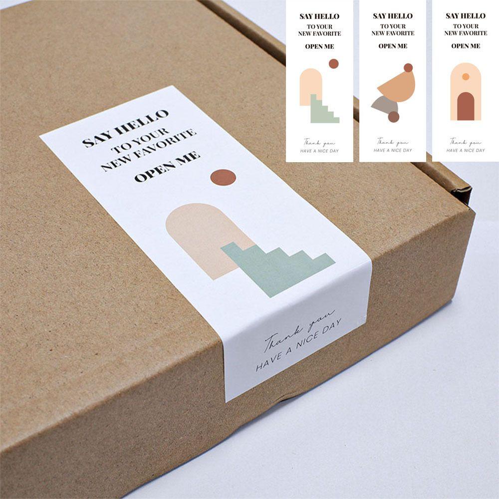 DORAW Set 50 Sticker Chữ Nhật In Chữ Thank You