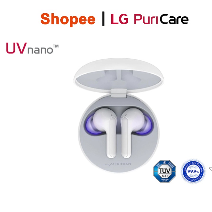 Tai nghe LG TONE Free FN6 TRUE WIRELESS (trắng) HBS-FN6WH - diệt khuẩn UVnano​ -chống nước IPX4 - Chính Hãng