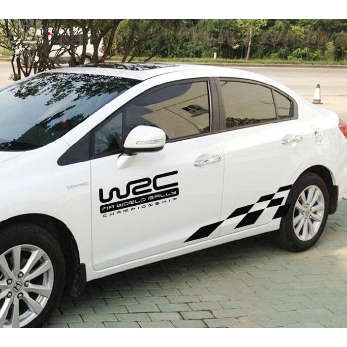 Bộ Tem Decal WRC Kẻ Sọc ô Cờ Dán Sườn Xe ô Tô ( Mẫu 1) Ms-99