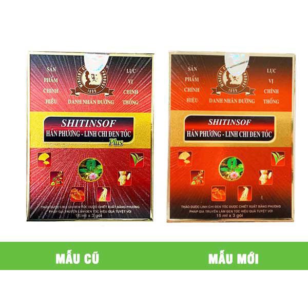 Dầu Gội Đen Tóc Thuốc Nhuộm Tóc Shitinsof Hán Phương Linh Chi Danh Nhân Đường (Hộp 3 Gói X 15ML)