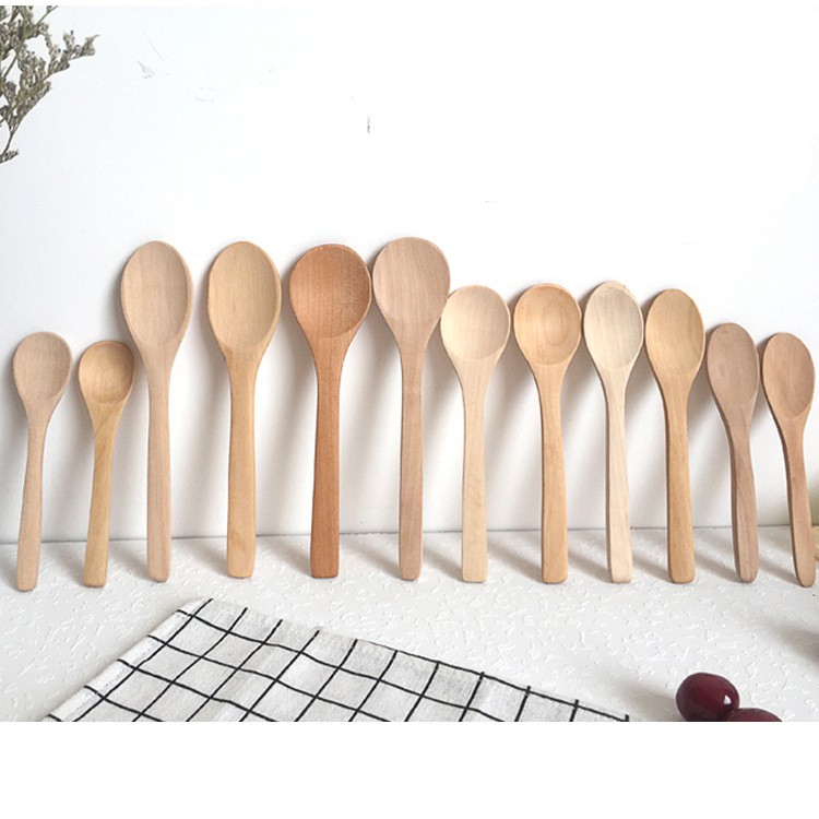 Thìa Muỗng Gỗ Tròn Nhỏ THE WOODEN Phong Cách Nhật Bản Hàng Có Sẵn