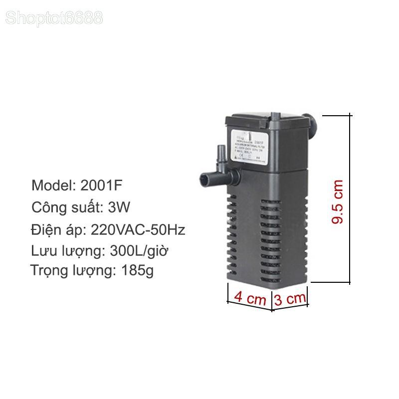 Máy bơm lọc nước bể cá cảnh kèm đầu phun mưa 3W-5W