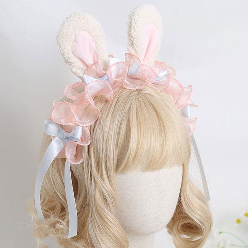 Băng Đô Cài Tóc Hình Thỏ Bông Phong Cách Lolita Đáng Yêu