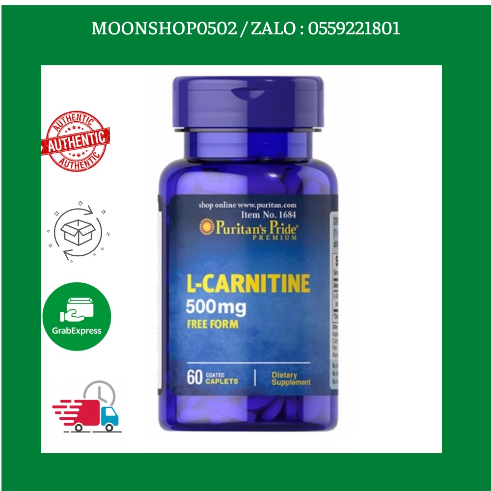 Viên uống giảm cân , đốt mỡ thừa , Tăng cơ bắp cho cả nam và nữ , Puritan Pride L-Carnitine 500mg 60 viên