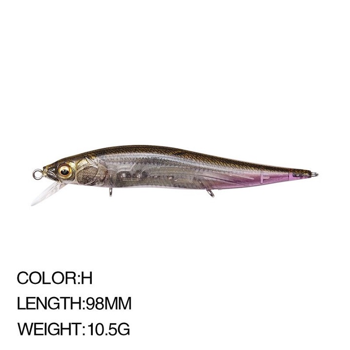 Mồi Câu Cá Giả Lure Suspend Minnow 10.5g, 98mm Chuyên Câu Cá Chẽm, Vược, Nhồng Biển