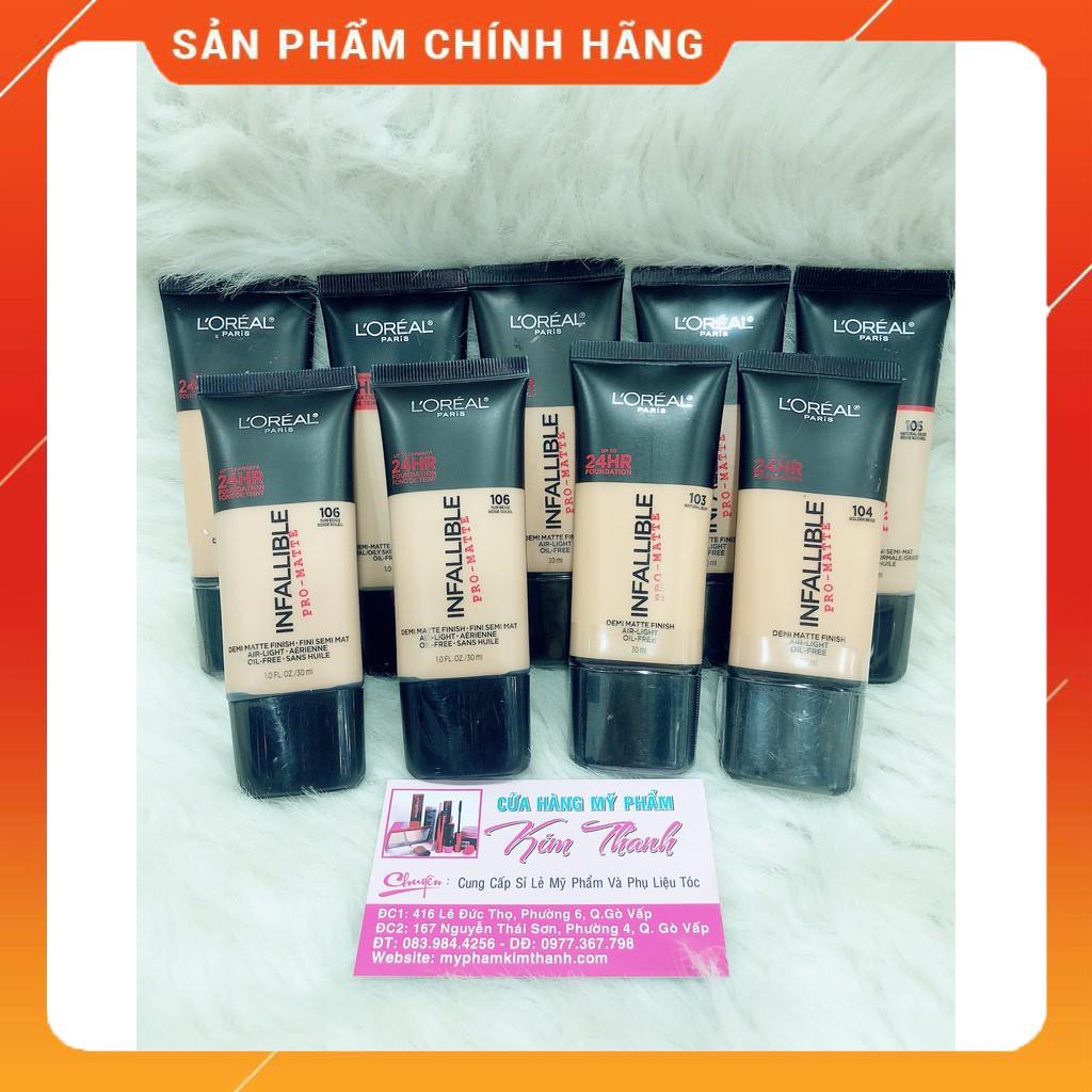 Kem Nền BB Trang Điểm Lâu Trôi L'Oreal Infallible Pro-Matte 24H Foundation Makeup 30ml