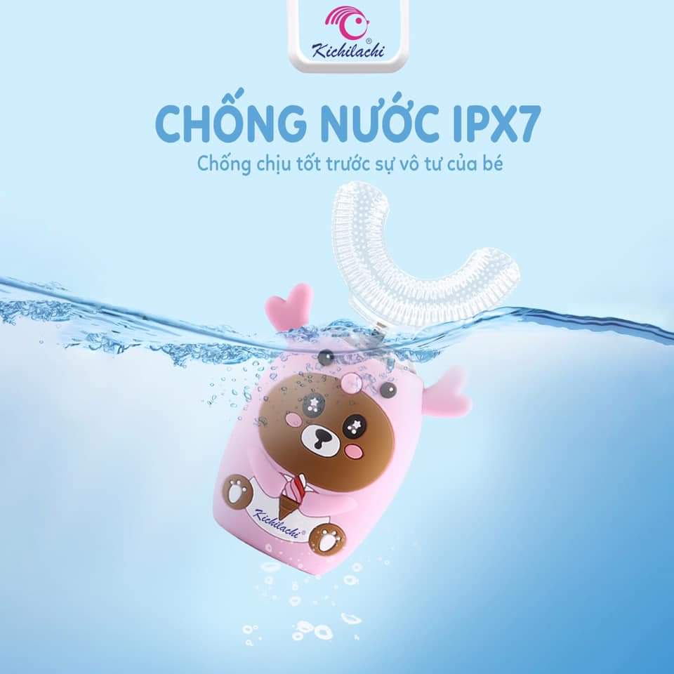 Bàn chải đánh răng điện hình chữ U silicone Kichi cho bé