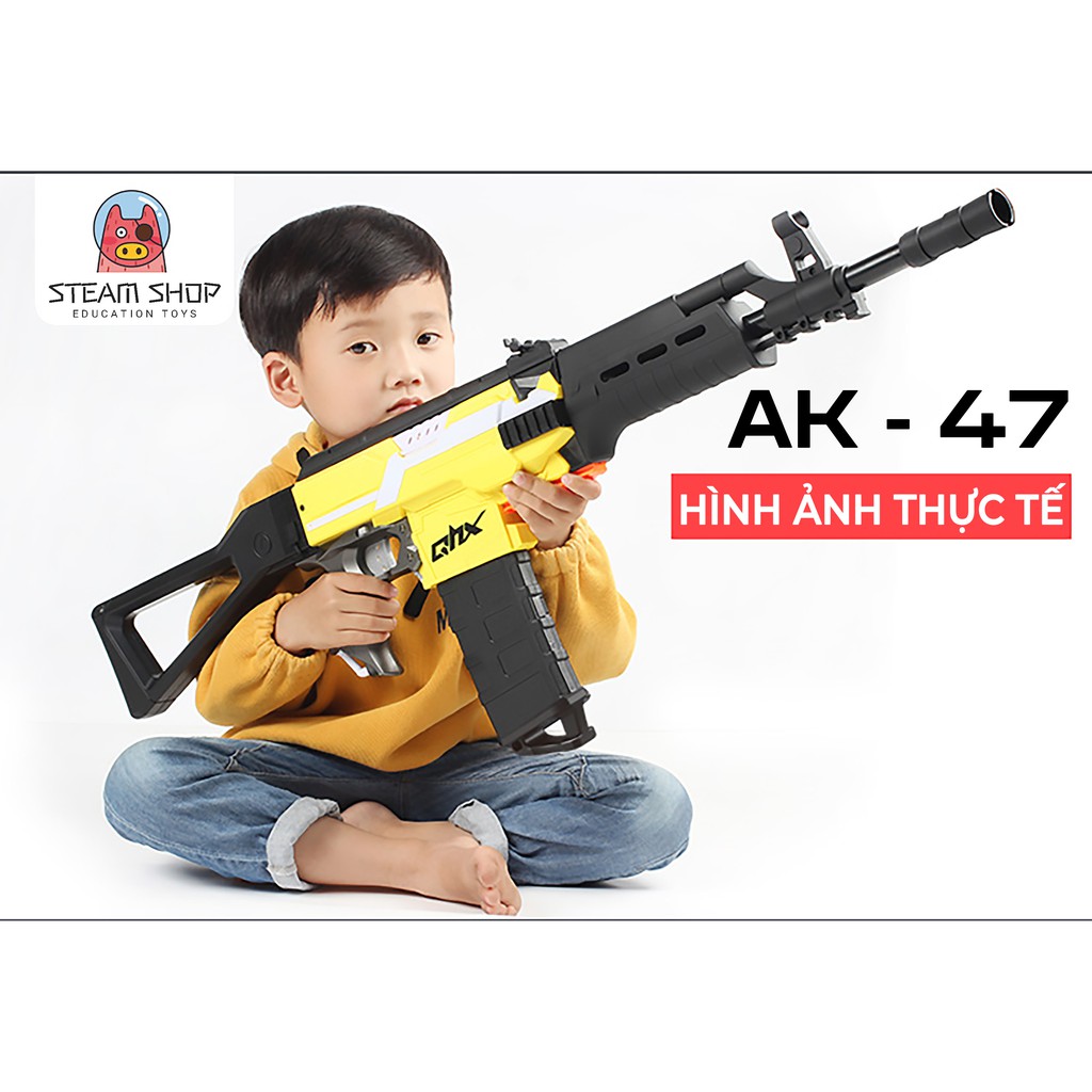 Đồ Chơi Đạn Xốp Cỡ Lớn QHX Rifle AK47 Tỷ Lệ 1:1 93cm Siêu Khủng